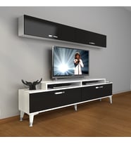 Decoraktiv Ekoflex 5 Slm Silver Tv Ünitesi Tv Sehpası - Beyaz Siyah (Siyah - Beyaz)