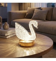 Kuğu Model Kristal LED Masa Lambası – Dokunmatik, 3 Renk Işık Modlu, Şarjlı Mini Dekoratif Gece Lambası (5343)