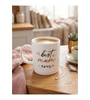 “Best mum Ever” Mottolu Yaldız Baskılı Porselen Kupa