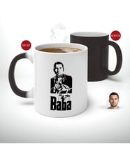 BK Gift Kişiye Özel Babalar Günü Hediyesi Godfather Baba Tasarımlı Sihirli Kupa Bardak-2 (Beyaz)