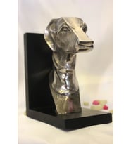 Kitap Tutucu Köpek Figürlü Metal Kitap Tutacağı Tazı Çifti (Gümüş)