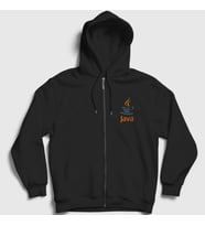 Presmono Unisex Siyah Java Coder Programmer Developer Yazılımcı Fermuarlı Kapüşonlu Sweatshirt 335488tt