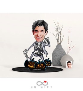 BK Gift Kişiye Özel Erkek Halloween Karikatürlü Ahşap Biblo-2