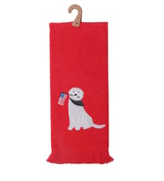 Pamuklu 40x66 Oturan Köpek El / Mutfak Havlusu (Kırmızı)