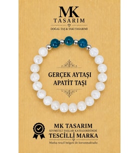 MK TASARIM GERÇEK AYTAŞI APATİT TAŞI BİLEKLİK - Mkt46005- RAHATLIK - DİNGİNLİK -ENERJİ BİLEKLİĞİ