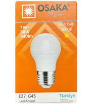 (1 Adet) Osaka 7W (50W) Sarı Işık E27 Duylu (Kalın Duy) Led Mini Ampul