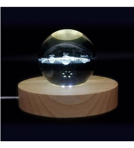 Ahşap Standlı 3 D Gezegen Temalı Cam Küre