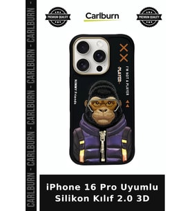 iPhone 16 Pro Uyumlu Silikon Kılıf 2.0 3D Telefon Koruyucu Modern Eğlenceli