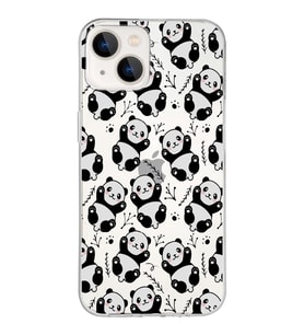 Apple iPhone 13 Uyumlu Kapak Panda Tasarımlı Şeffaf Silikon Kılıf