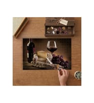 Peynir Tabağı ve Kırmızı Şarap Tasarımı 240 parça Ahşap Puzzle Ahşap Kutuda MP01644