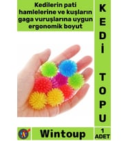#KediTopu Dayanıklı Renkli Eğlenceli Hareketli Isırmaya Karşı Dirençli Kedi Kuş Şık Mini Oyun Topu