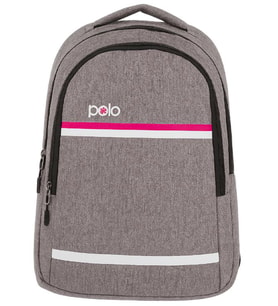 Temel My Polo Sırt Çantası Pembe Beyaz Çizgili Gri 8860