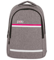 Temel My Polo Sırt Çantası Pembe Beyaz Çizgili Gri 8860