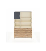 Hyperion Dolap 7 Raflı 8 Çekmeceli Tek Kapaklı  132x44x195 Aytaşı-Antrasit/Çam