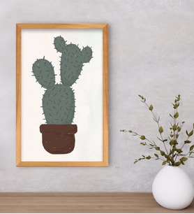 BK Gift  Kaktüs Tasarımlı Dekoratif Retro Ahşap Çerçeveli Tablo-25