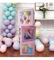 One Yazılı Demonte 25 Cm Şeffaf Kutu Set Pembe-