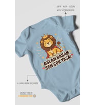 Aslan babam sen çok yaşa! Kısa Kollu Bebek Body %100 Pamuk