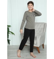 Akbeniz Erkek Çocuk Penye Pijama Takım 20418 (Vizon)