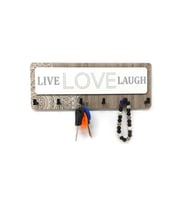 CajuArt Kahverengi Desenli Live Love Lough Yazılı Anahtarlık Süs (Kahverengi Açık)
