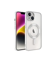 Apple iPhone 15 PLUS Kılıf Kamera Lens Korumalı Renkli Magsafe Şeffaf Silikon (Mor)