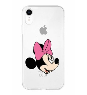 Apple iPhone XR Uyumlu Kapak Minnie Mouse Tasarımlı Şeffaf Silikon Kılıf