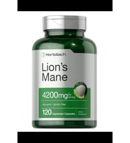 Horbäach Lions Mane Mushroom Extract  4200mg  120 Capsul Vegetarian Non-GMO Gluten Free. Usa Menşei. 3840 (Renksiz)