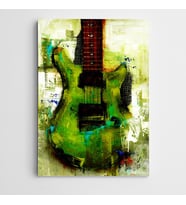 Yeşil Gitar Modern Sanat Kanvas Tablo