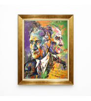 Tablore Modern Sanat Atatürk Portresi Renkli Yağlı Boya Efektli Gold Çerçeveli Tablo - Tasarım Kanvas Tablo