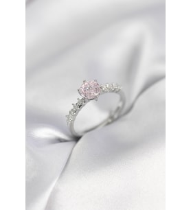 Gümüş Renk Pembe Tek Taş Model Zirkon Taşlı Kadın Yüzük 5886