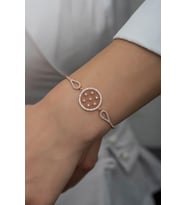 925 Ayar Gümüş Kelepçe Model Yaşam Çiçeği Bileklik