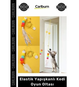 #Petshop Çanlı İnteraktif Hareketli Vantuzlu Zıplayan Egzersiz Elastik Yapışkanlı Kedi Oyun Oltası