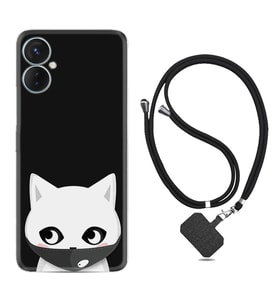 Tecno Spark 9T Kılıf Silikon Boyun Askılı İpli Desenli Silikon Pandemi Cat 1729