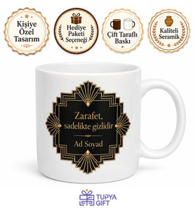 Art Deco Temalı Özel Tasarım Baskılı Kupa Bardak Hediye Porselen Mug