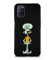 Oppo A72 Soft Premier Kapak Squidward Dokunaç Tasarımlı Silikon Kılıf - Siyah (Şeffaf)