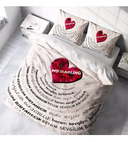 MonoHome Sevgililer Günü Pamuk Saten Çift Kişilik Nevresim Takımı My Darling (Beyaz)