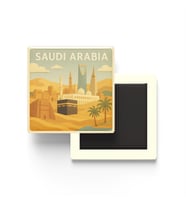 Suudi Arabistan - Saudi Arabia - Paper Cut Art - Baskılı Buzdolap Magneti Kare - 9x9 cm