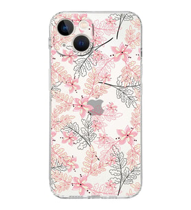 Apple iPhone 13 MiniKamera Korumalı Tıpalı Kapak Floral Kırmızı Tasarımlı Şeffaf Kılıf