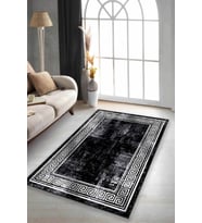 Siyah Çerçeveli Kaymaz Taban Makinede Yıkanabilir Halı AR166 - 100 x 160 cm