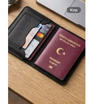Pasaport CÜZDANI KILIFI V3 El Yapımı Hakiki Gerçek Deri Kılıf Cüzdan Kadın Erkek Siyah