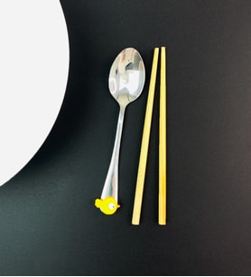Kutulu chopstick Ve Kaşık Set (Sarı)