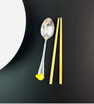 Kutulu chopstick Ve Kaşık Set (Sarı)
