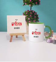 Optisyen Kupa Bardak Yeşil Dekoratif Taş Baskı