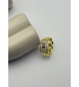 Çelik Gold Taşlı Desenli 12'li Yüzük Seti - 26yzk05