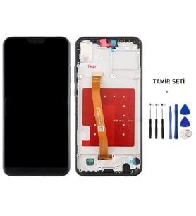 Tkgz P20 Lite Uyumlu Lcd Ekran Dokunmatik Servis ÇITALI SİYAH + TAMİR SETİ