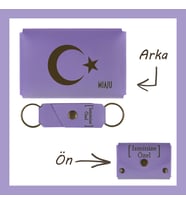 Mor Menekşe, Türk Kimliğini Yansıtan, Ayyıldız İşlemeli Özel Tasarım Cüzdan & Anahtarlık Set, Hediye (Lila - Mor)