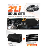 e-biz CHEVROLET AVEO T250 (2006-2011) Uyumlu Torpido Örtüsü + Deri Bagaj Çantası - Siyah - CH008