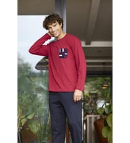 Kly 6030 Erkek Örgü Cepli Uzun Kol Pijama Takım (Bordo)