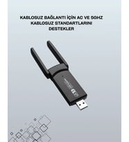 Yüksek Hızlı 1200 Mbps Çift Bant Usb Wifi Adaptör – Güçlü Sinyal, Geniş Uyumluluk