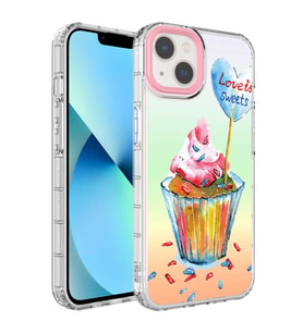 Apple iPhone 13 Kılıf Renkli Desenli Sert Silikon Zore Korn Kılıf NO15