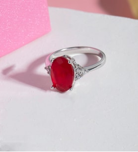 925 Ayar Garnet Rengi Taşlı Oval Taşlı Gümüş Yüzük